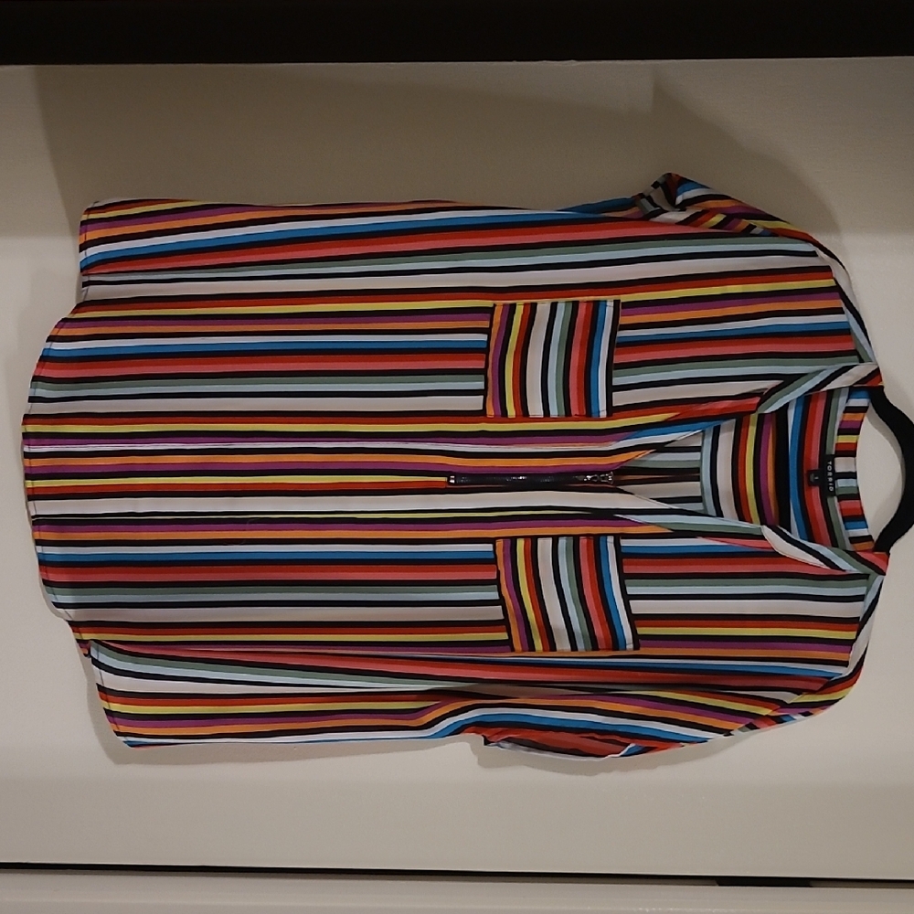 Torrid Colorful Striped Blouse with Zip Detail